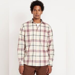 Men's Sz S  Red Plaid Long Sleeved Button Down Shirt by Old Navy Classic Fit